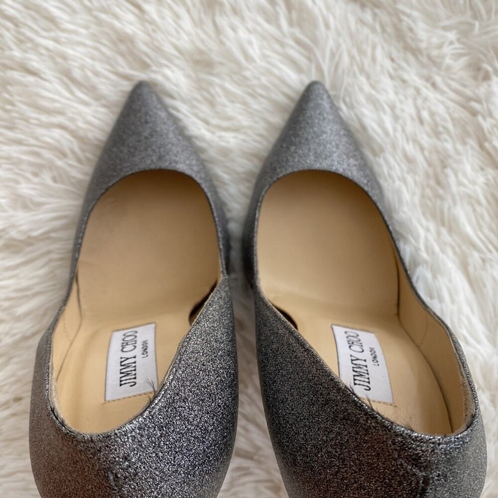 Jimmy Choo Silver Sparkle Anouk Pointed Toe Stile… - image 6